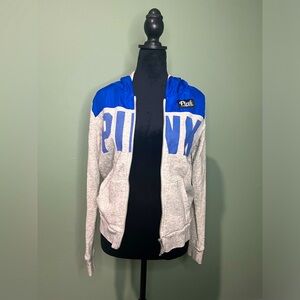 Victoria’s Secret PINK Royal Blue & Grey Full Zip Hoodie Jacket - Small
